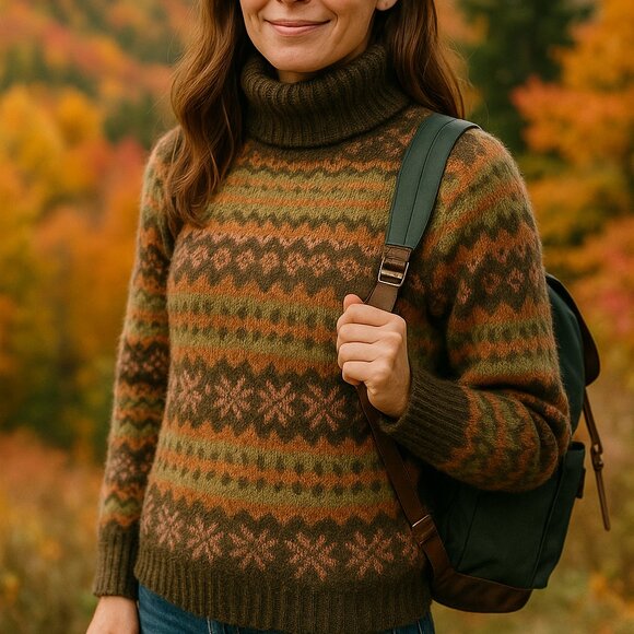 United Colors of Benetton Mohair Blend Fair Isle Sweater XS - Picture 1 of 6